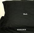 ELEGANCE Egyptian Cotton 500 Thread Count 3 - Pc Sateen Stripe Duvet Cover Black Queen.