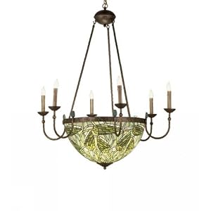 Meyda Tiffany 35in. Wide Lotus Bud 6 Arm Chandelier 49092 by Meyda
