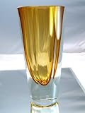 Hand Blown Amber Sommerso Crystal Glass Art Vase