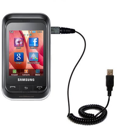 Coiled USB Cable for the Samsung GT-C3300K with Power Hot Sync and Charge capabilities - uses Gomadic TipExchange Technology
