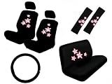 11 Piece Auto Interior Gift Set Pink Flower A Set of 2 Seat Covers, 1 Rear Bench Cover, 1 Steering Wheel, and A Set of 2 Seat Belt Pads 41sin036ZUL. SL160 11 Piece Auto Interior Gift Set Pink Flower A Set of 2 Seat Covers, 1 Rear Bench Cover, 1 Steering Wheel, and A Set of 2 Seat Belt Pads