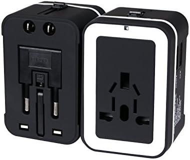 Universal Worldwide Travel Adapter, XHERO All-in-One International Wall Spike Protected Electrical AC Power Charger Plug with Dual USB Charger Ports for USA EU UK AUS (Upgraded)