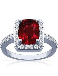 18K White Gold Cushion Cut Ruby Ring With Sidestones (GIA Certificate)