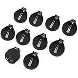 uxcell 3V CR2032/ CR2025 Cell Battery Adapter Black Silver Tone 10Pcs