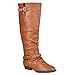 Brinley Co. Womens Regular and Wide-Calf Buckle-Strap Knee-High Riding Boots