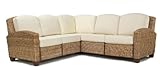 IMAGE OF Woven Sectional Sofa with Ecru Cushion Seat in Honey Finish
