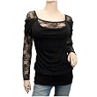 Plus size Floral Lace Sleeve Top Black