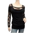 Plus size Floral Lace Sleeve Top Black