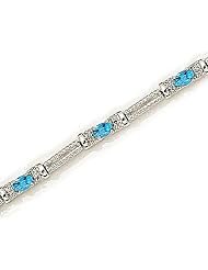 14kt Yellow Gold Oval Blue Topaz and Diamond Bracelet
