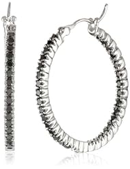 14k Gold Black Diamond Hoop Earrings (1 cttw)