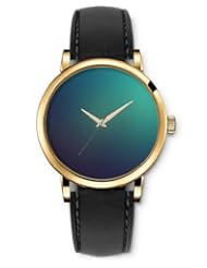 SPRAWL Aanalog Fashion Series Gold Ladies Watches of Genuine Black Leather Strap,Unique Wrist Watch for Women Girls Designed with Purple and blue background