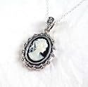 Picture Frame Black Cameo Necklace