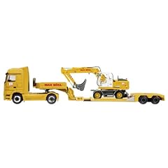 Dickie-Schuco 452365100 - Schuco - MB Actros V8 + Bagger 1:87 Tieflader beladen mit Liebherr Mobilbagger A 900 C Max Boegl, gelb, Windowbox
