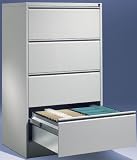 H�ngeregistraturschrank lichtgrau 1350x780x600 4 Schubladen, zweibahn