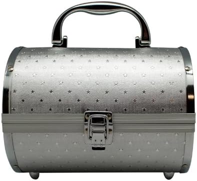 Round Silver Stars Hardshell Jewelery Box with Handle