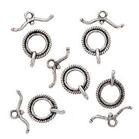 Real Silver Plated Fancy Toggle Clasps Antiqued 13mm (5)