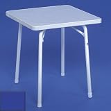 Sieger 111/BL Garten-Klapptisch 70 x 70 cm mit Mecalit-Pro-Platte, Stahlrohrgestell blau, Tischplatte Marmordekor, wei&szlig;