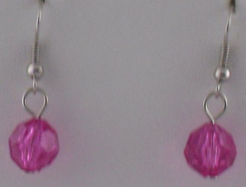 Hot Pink Gem Cut Globes Earrings