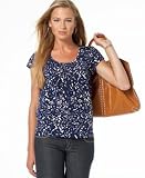 MICHAEL Michael Kors Printed Pleated Scoop-Neck Top