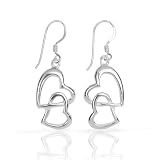 Olive N Figs Sterling Silver Heart-in-Heart Dangle Earrings