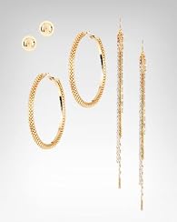 Mesh Hoop Stud Duster Earring Set