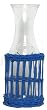 Hand Woven Marine Blue Painted Willow Basket with Large Glass 46oz Carafe 4"D x 11"H Set / 2
