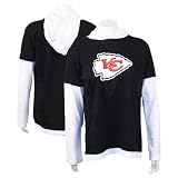 Kansas City Chiefs Women's Long Sleeve Hooded Shirt - Black/White - XL
