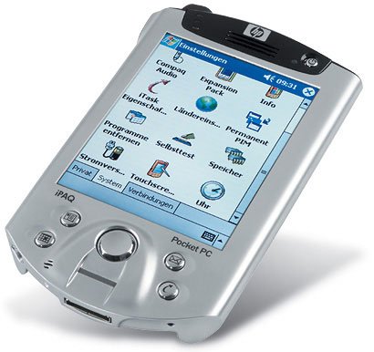 HP iPAQ Pocket PC H5450 - Windows Mobile 2002 - PXA250 400 MHz - RAM: 64 MB - ROM: 48 MB 3.8" TFT ( 240 x 320 ) - fingerprint - IrDA, Bluetooth, 802.11b