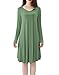 Tandisk Women's Long Sleeve V-Neck Casual Loose Fit T-Shirt Dress Army Green XL