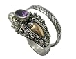 Amethyst Silver & 18k YG Accent Snake Cobra Ring sz4~sz12