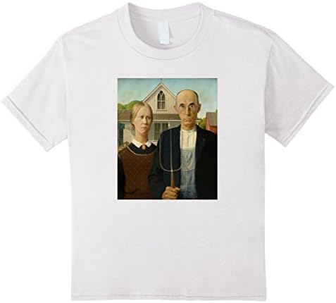 Kids American Gothic Painting by Grant Wood T Shirt 10 White