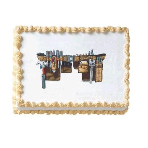 Tool Belt Cake Decorating, 1 Do-It-Yourself Edible Cake Art Image by Lucks