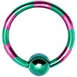 16 Gauge Green Purple Striped Titanium Captive Ring