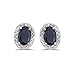 14K White Gold Oval Sapphire and Diamond Earrings