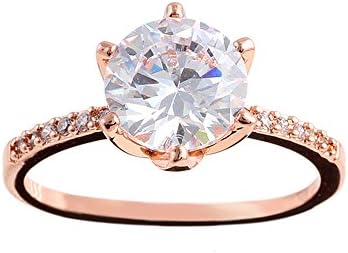 Shuyani 18K White Gold Plated Fashion Luxury Big Cube Mood Rings Engagement Wedding Rings (rose-gold-plated, 6.5)