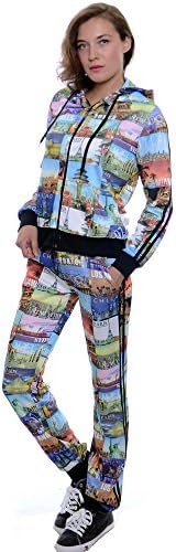 Women's Printed Jogger Hooded Tracksuit - Regular &amp; Plus Sizes