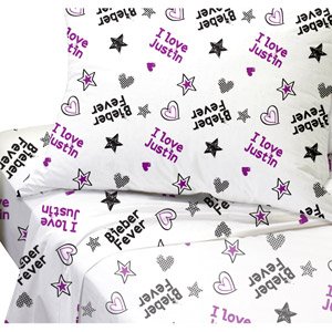 Justin Bieber Purple Sheets in Purple and Black Sheet Set