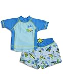 Make A Splash Swimwear - Toddler Boys Short Sleeve Rashguard Swim Set, Blue