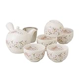 茶器セット　急須茶器揃　急須１個　湯呑５個セット　ステンレス茶こし付き　淡墨桜　【箱入り】　ギフト　内祝い　引出物　結婚祝い　美濃焼