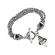 Sterling Silver and 14K Yellow Gold Cultured Pearl and Garnet Bracelet