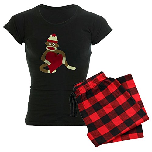 CafePress - Sock Monkey Heart - Women's Dark Pajamas