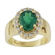 14K Yellow Gold Emerald and Diamond Ring