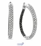 10K White Gold 1.00 Carat White and Black Diamond Earrings