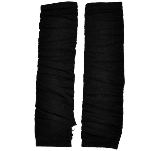 Ladies Black Fingerless Warm Winter Stretchy Elbow Gloves Pair