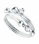TF aufwendiger Zehenring mit sechs weissen Kristallen, Sterling Silber
