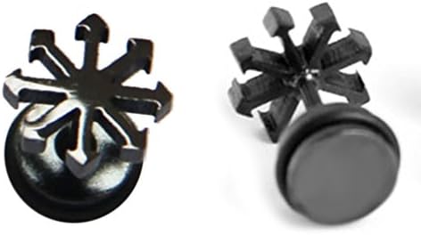 Thenice 1 Pair Punk Neutral Mens Snowflake Glossy Titanium Steel Earrings (Black)