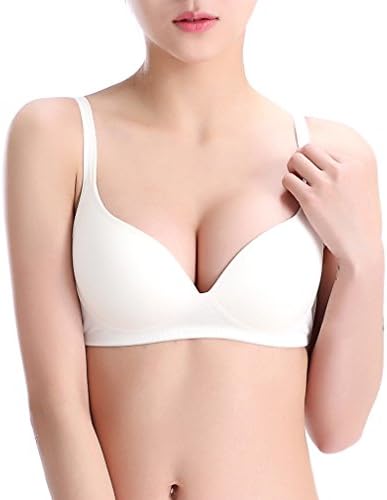 Cnhw Women's Spun Silk Smooth Breathable Light Shaping Push Up Wireless Bra White 80/36C