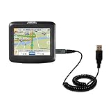 Coiled USB Cable for the Magellan Roadmate 1200 with Power Hot Sync and Charge capabilities - Gomadic Brand w/ TipExchange Technology