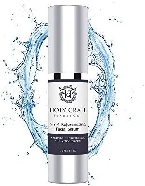 Vitamin C, Hyaluronic Acid and Tri Peptide Complex Rejuvenating Facial Serum - Anti-aging Organic Moisturizing Wrinkle Cream by Holy Grail Beauty