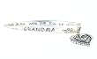 Bracelet - B151 - Bangle Style Engraved With Grandma Poem - "Sometimes the Best Things.." + Heart & Crystal Charm ~ Silver Tone Metal (68mm)